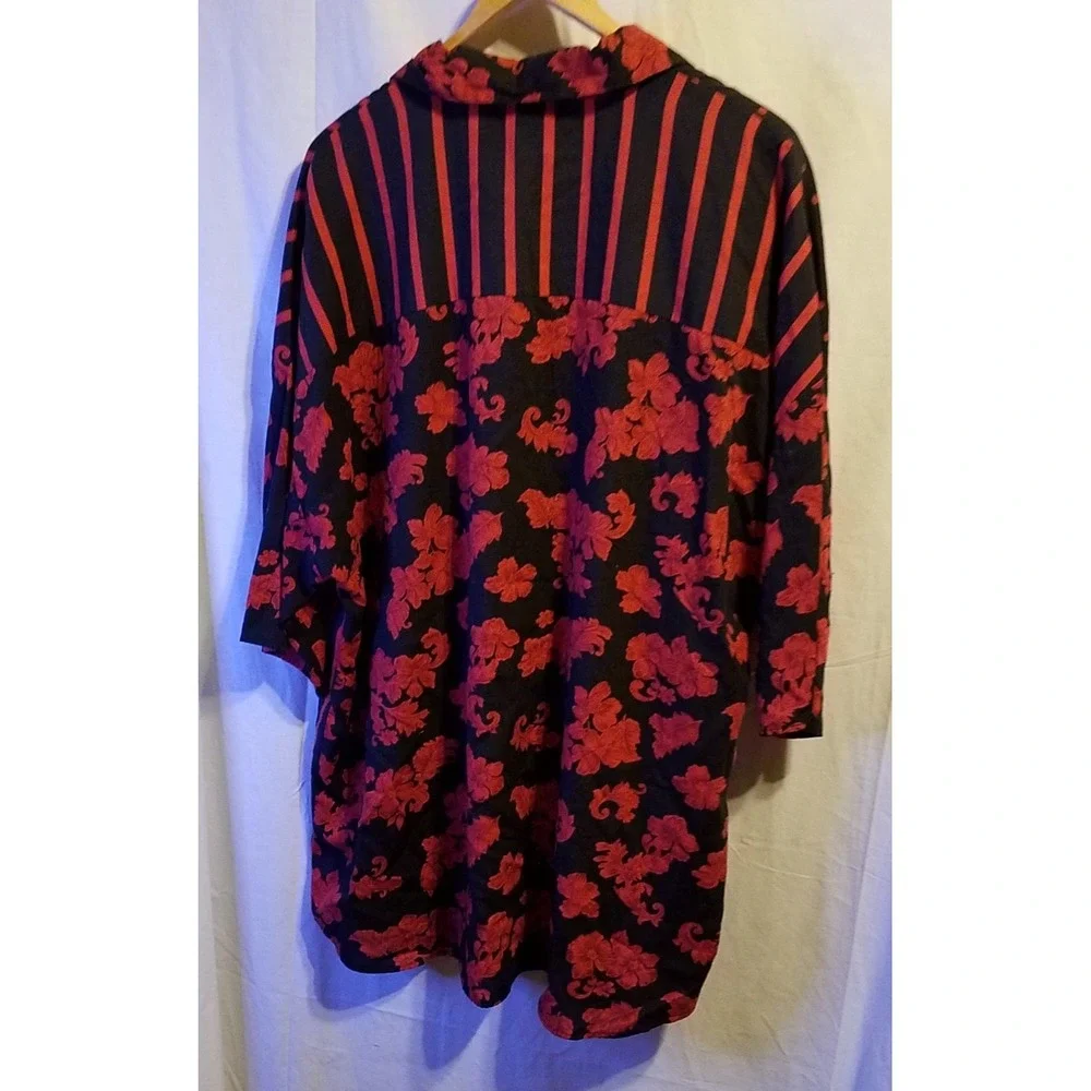 Vintage California Connections Button Front Mens Shirt Black Red 4or 5XL‎